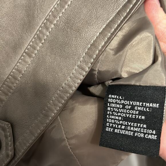 Blanc Noir Grey Collared Faux Leather Moto Jacket size xs - Picture 4 of 5